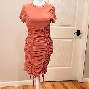 Iris scrunched mini dress size L dusty rose/mauve color